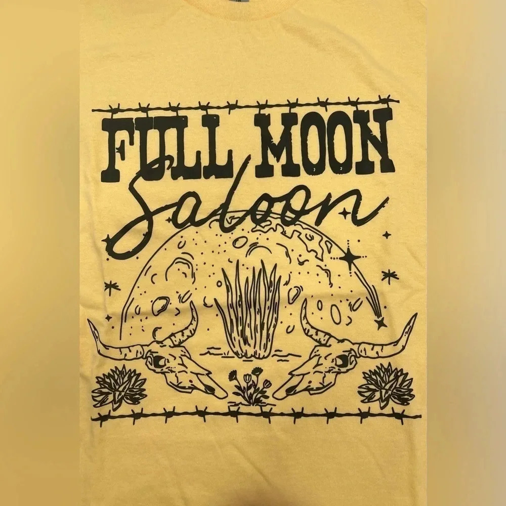 FULL MOON SALOON T-Shirt Soft Yellow Various Sizes NEW!! - Picture 3 of 5
